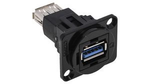 Adapter, Straight, Steel, USB-A 3.0 Socket - USB-A 3.0 Plug